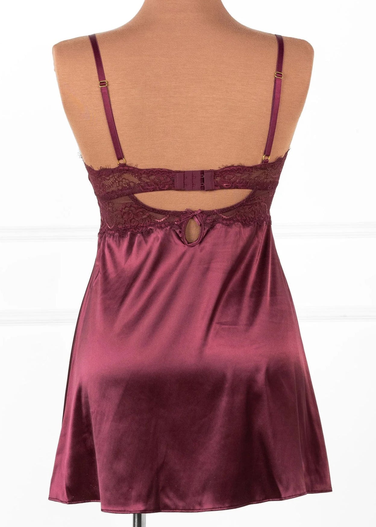 Satin & Eyelash Lace Slip - Cherry Lacquer