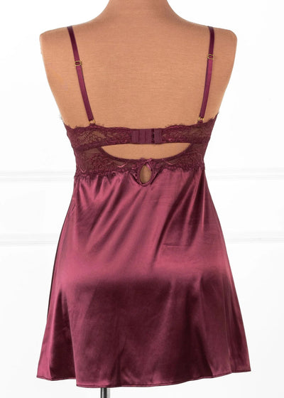 Satin & Eyelash Lace Slip - Cherry Lacquer