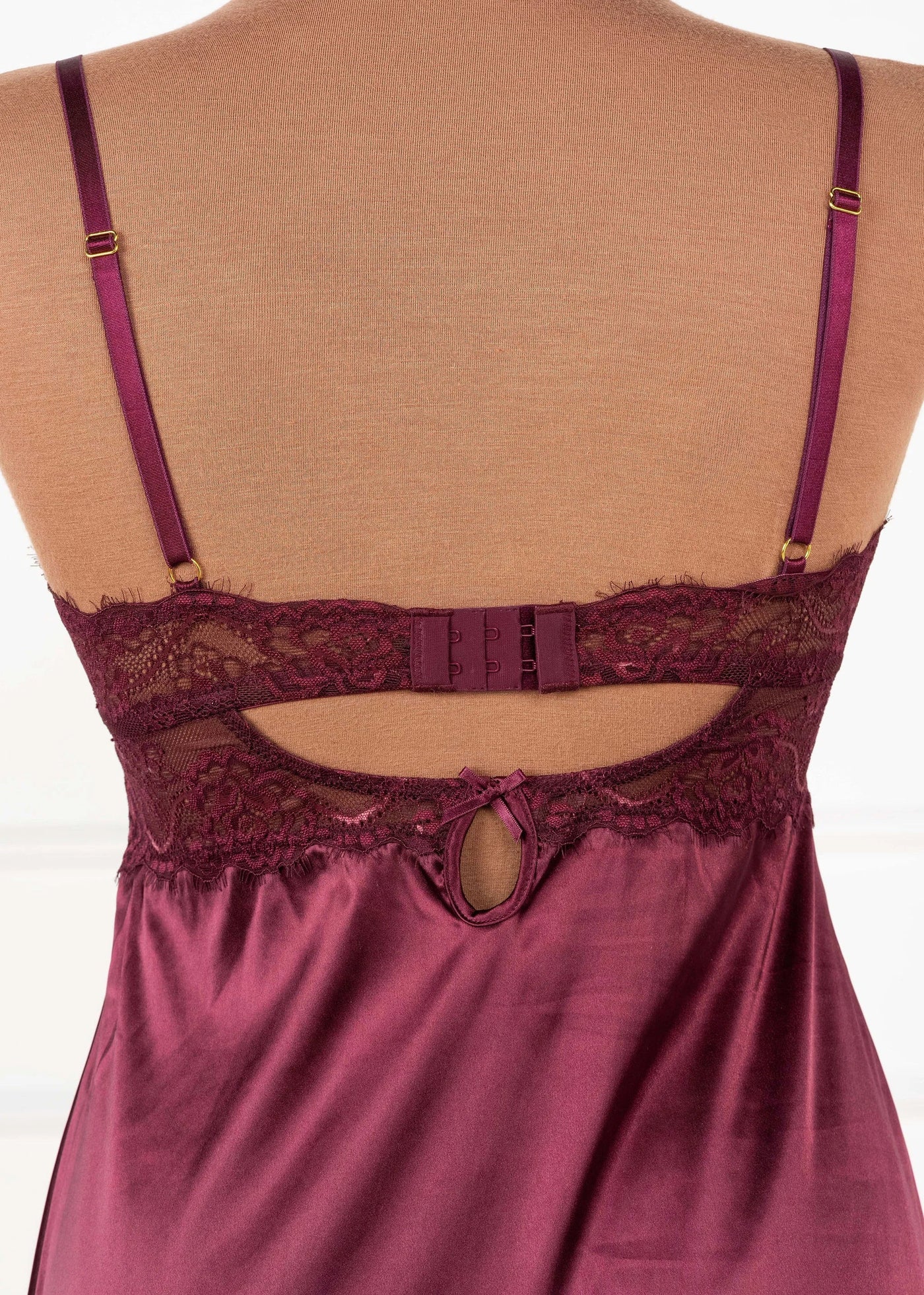 Satin & Eyelash Lace Slip - Cherry Lacquer
