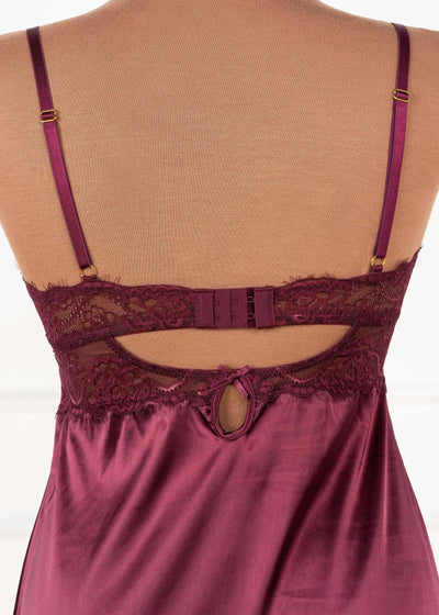 Satin & Eyelash Lace Slip - Cherry Lacquer