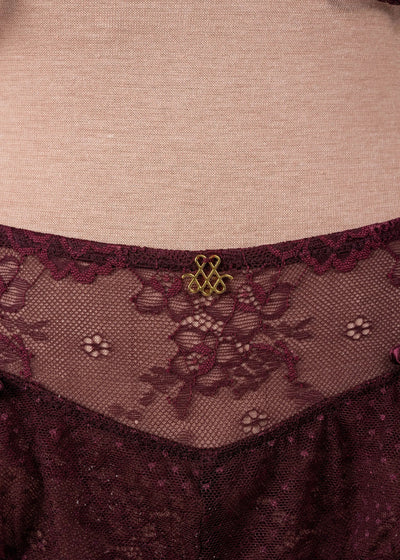 Lace & Mesh Corset Waist Panty - Cherry Lacquer