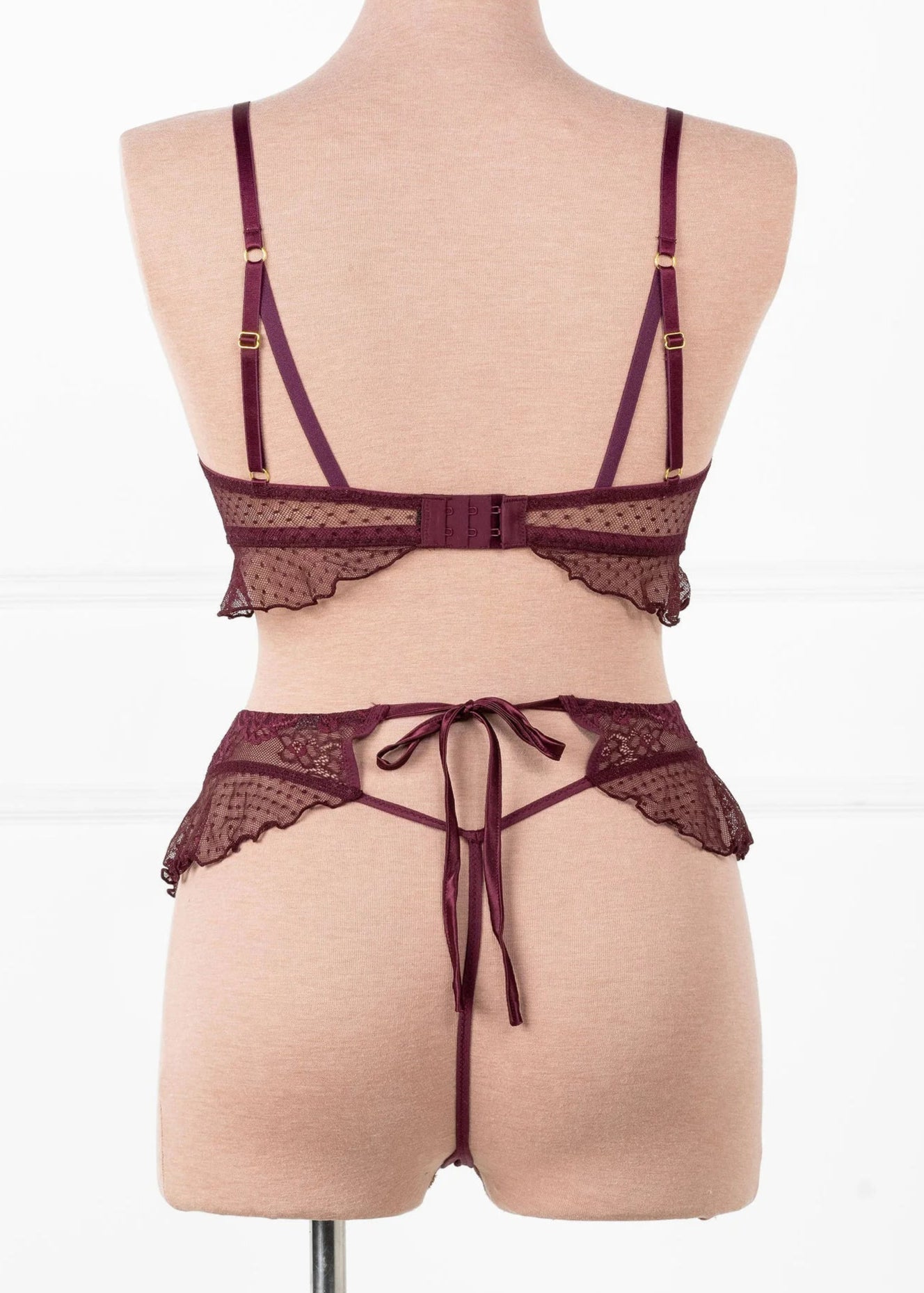 Lace & Mesh Corset Waist Panty - Cherry Lacquer