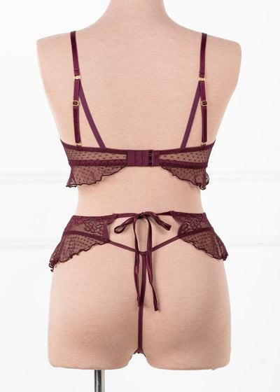 Lace & Mesh Corset Waist Panty - Cherry Lacquer