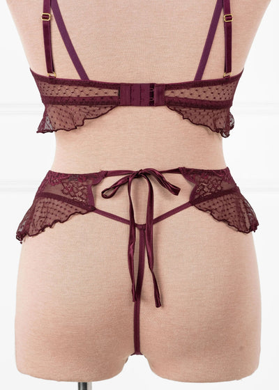 Lace & Mesh Corset Waist Panty - Cherry Lacquer