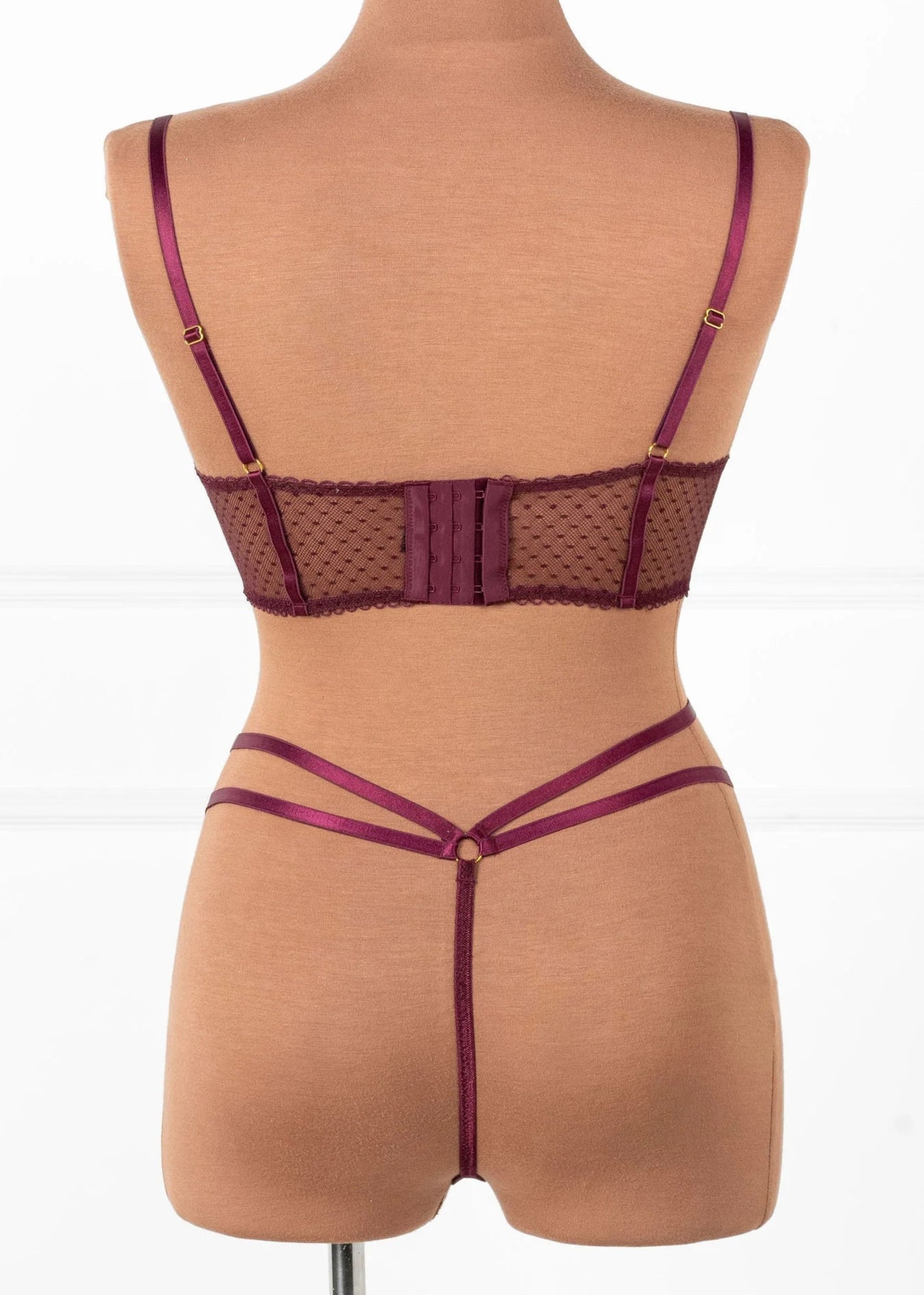 Eyelash Lace Underwire Lace Up Bustier - Cherry Lacquer