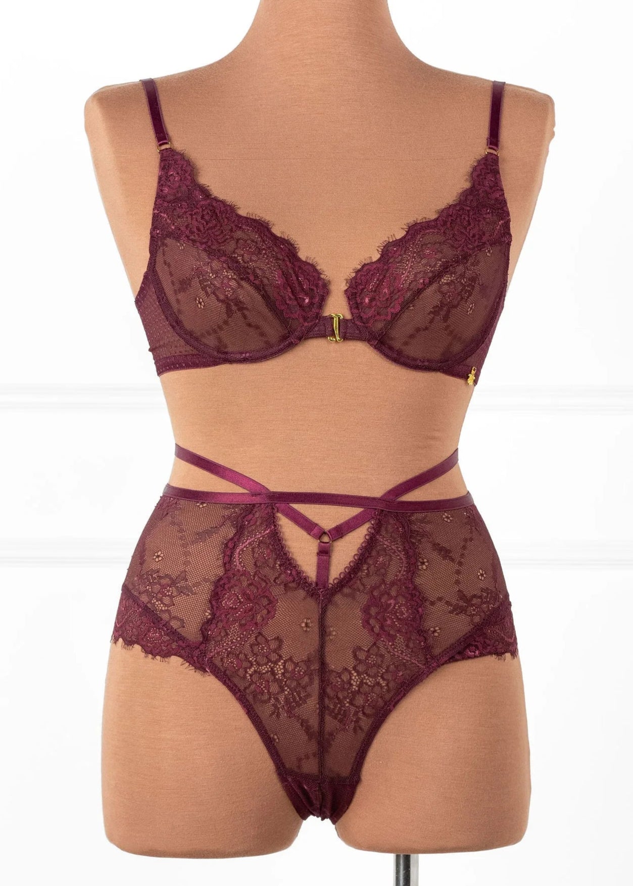 Eyelash Lace Underwire Balconette Bralette - Cherry Lacquer