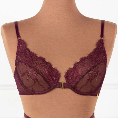 Eyelash Lace Underwire Balconette Bralette - Cherry Lacquer