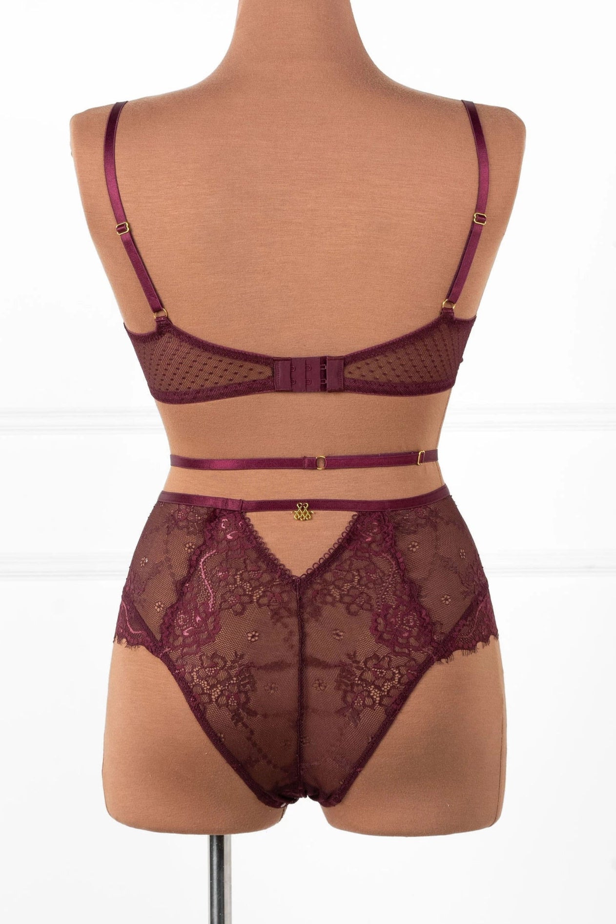 Eyelash Lace Underwire Balconette Bralette - Cherry Lacquer