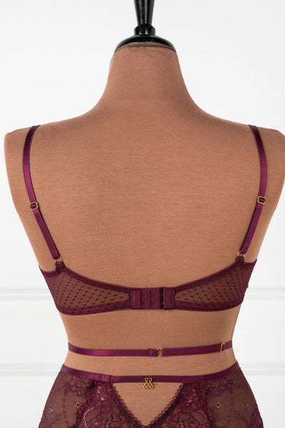 Eyelash Lace Underwire Balconette Bralette - Cherry Lacquer