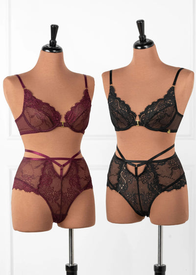 Eyelash Lace Underwire Balconette Bralette - Black