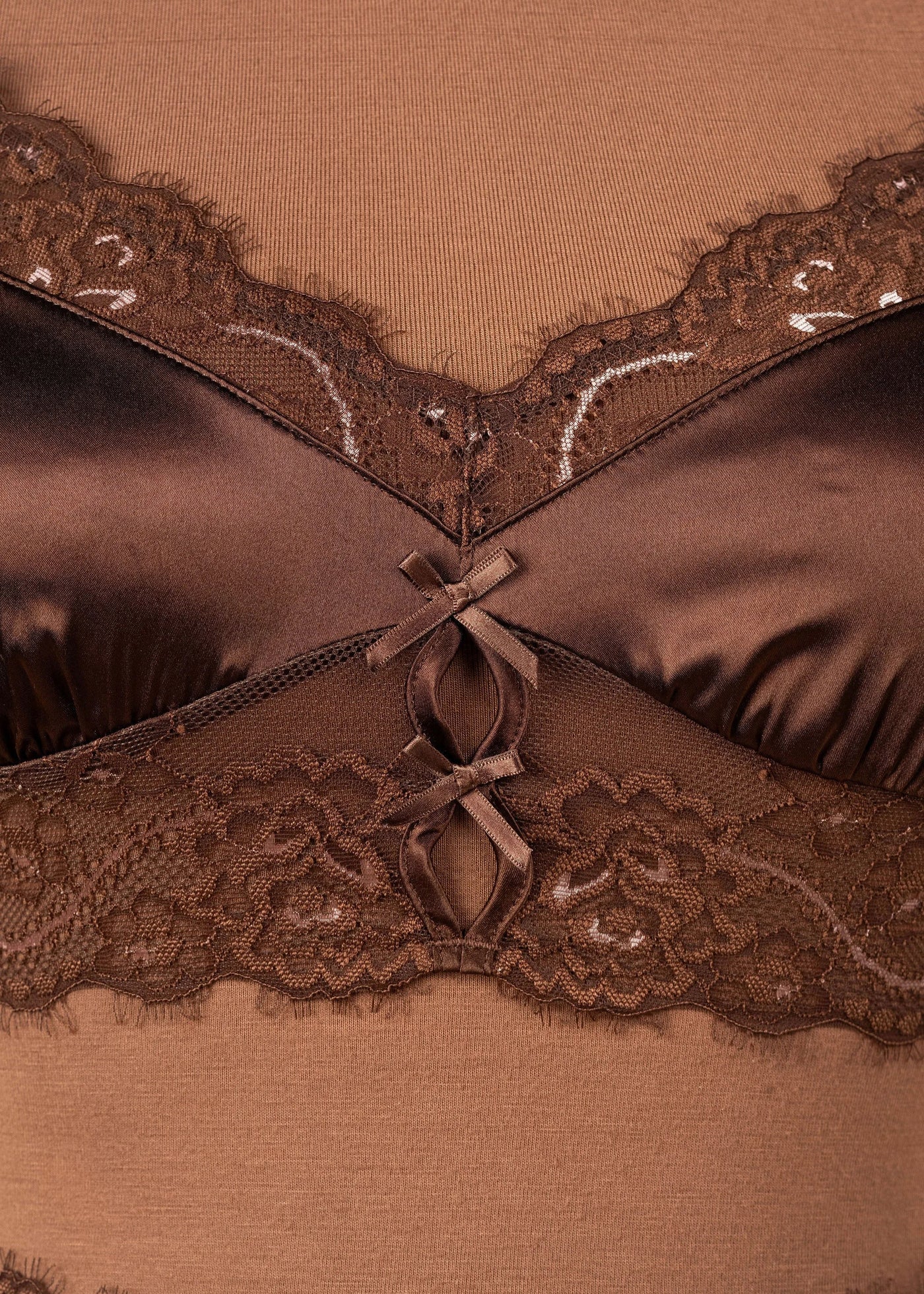 Lacy Satin Keyhole Bralette - Chocolate