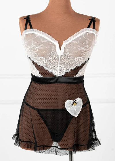 French Maid Roleplay Babydoll - Black