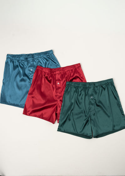 Men's Satin Boxer - Alps Green