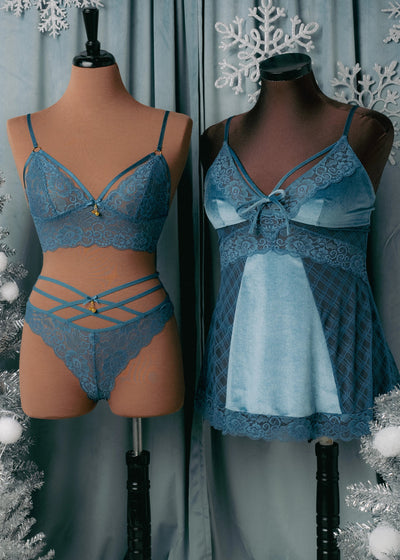 Lacy Caged Charm Bralette - Retro Blue