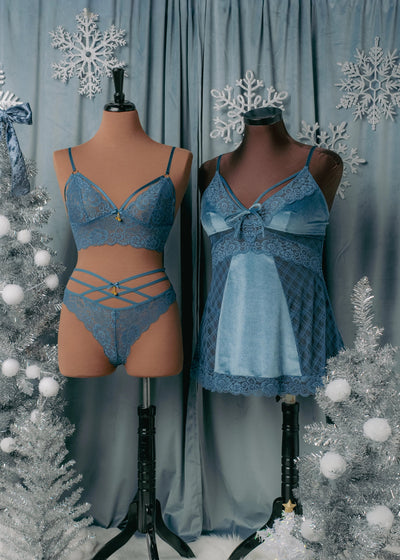 Strappy Crotchless Charm Panty - Retro Blue