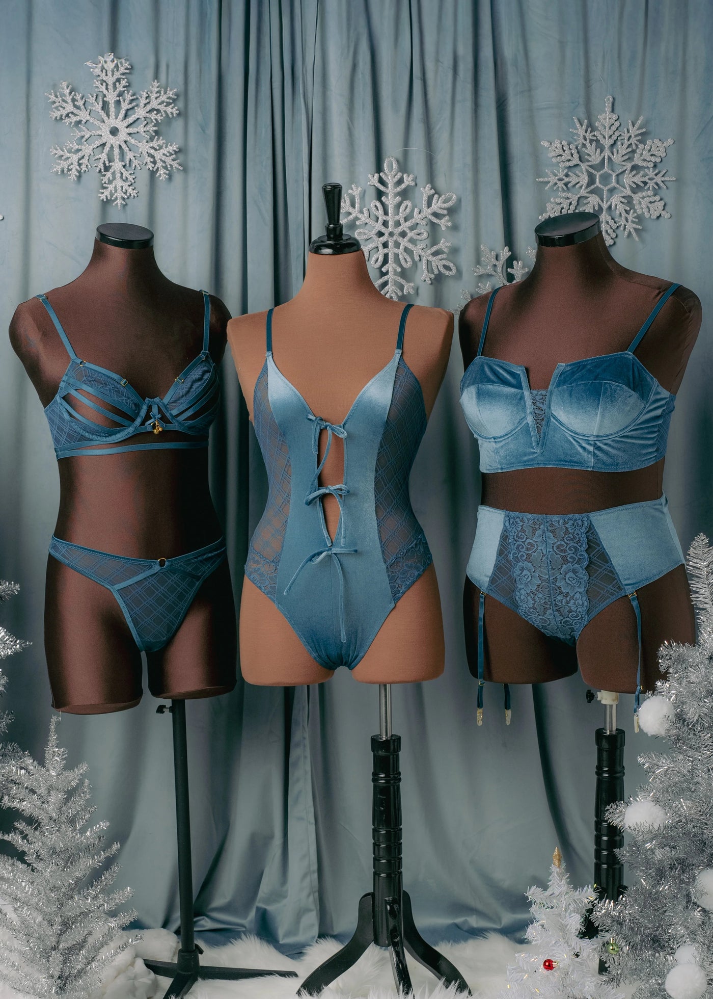 Velvet Underwire Bustier - Retro Blue