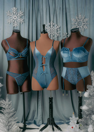 Velvet Underwire Bustier - Retro Blue