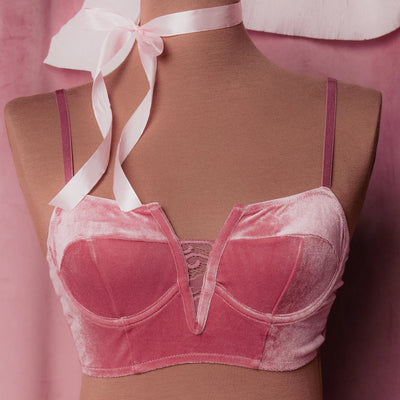 Velvet Underwire Bustier - Sugarplum Pink