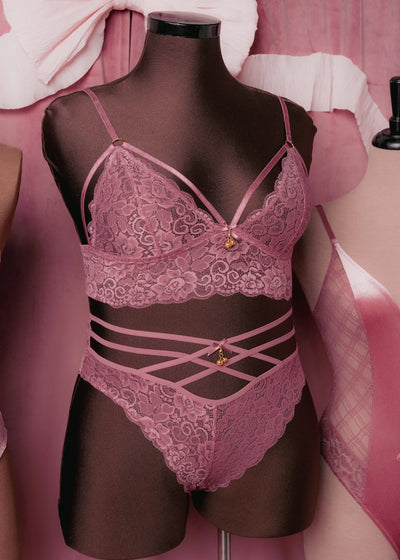 Lacy Caged Charm Bralette - Sugarplum Pink