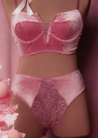 Velvet Underwire Bustier - Sugarplum Pink