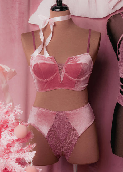 Velvet Underwire Bustier - Sugarplum Pink