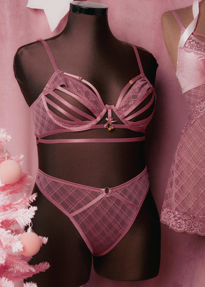 Midrise Mesh Charm Thong - Sugarplum Pink