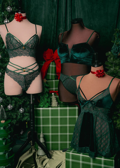 Strappy Crotchless Charm Panty - Alps Green