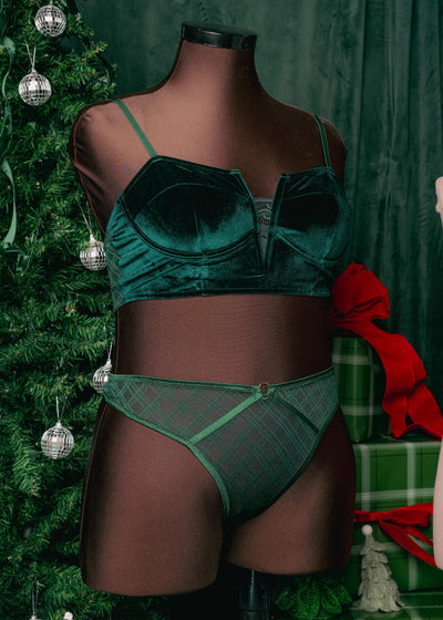 Midrise Mesh Charm Thong - Alps Green