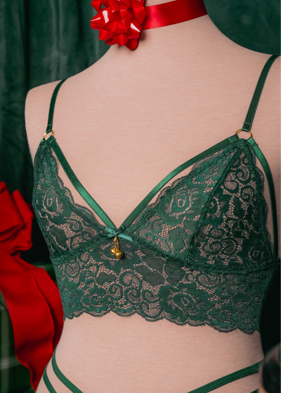 Lacy Caged Charm Bralette - Alps Green