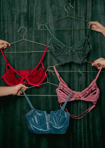 Velvet Underwire Bustier - Retro Blue