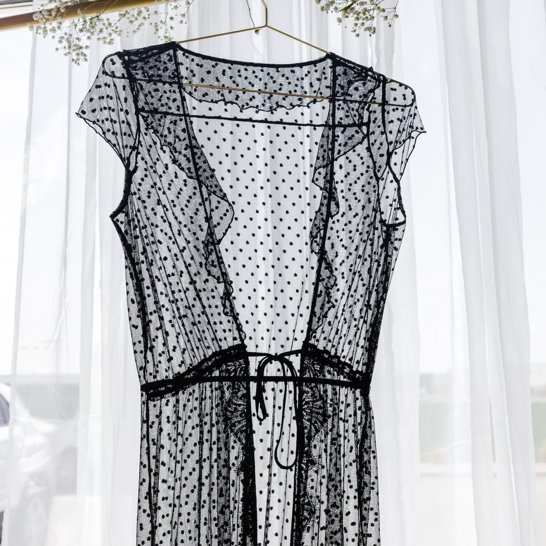 Polka Dot Mesh Robe - Black | Mentionables