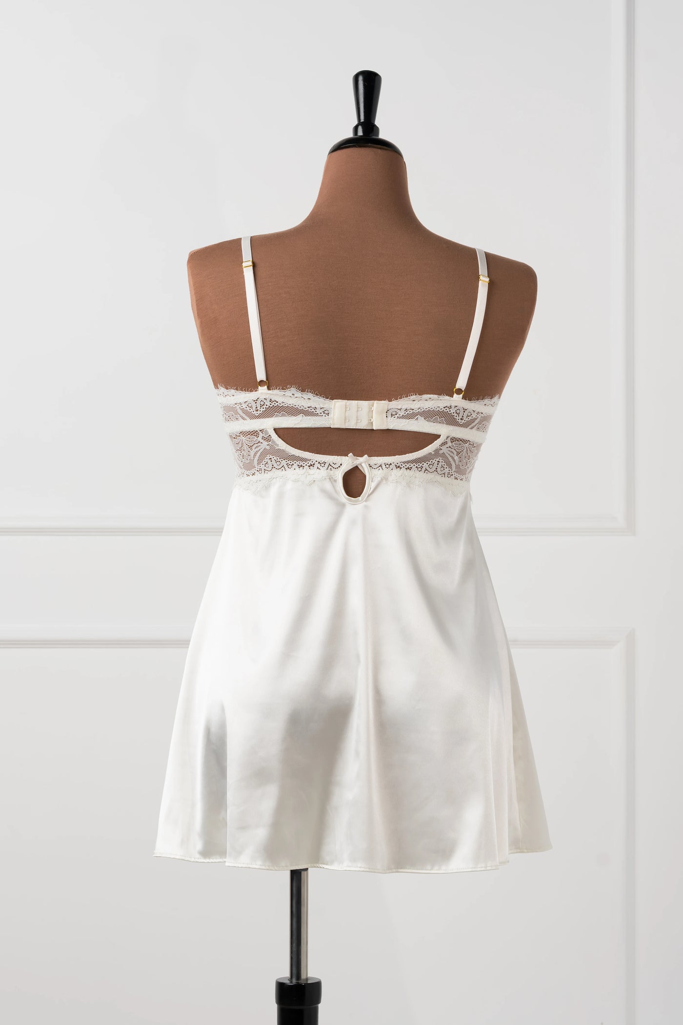 Satin & Eyelash Lace Slip - Pearl