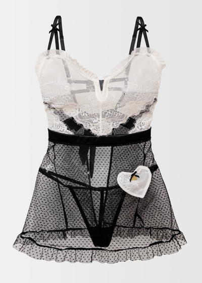 French Maid Roleplay Babydoll - Black