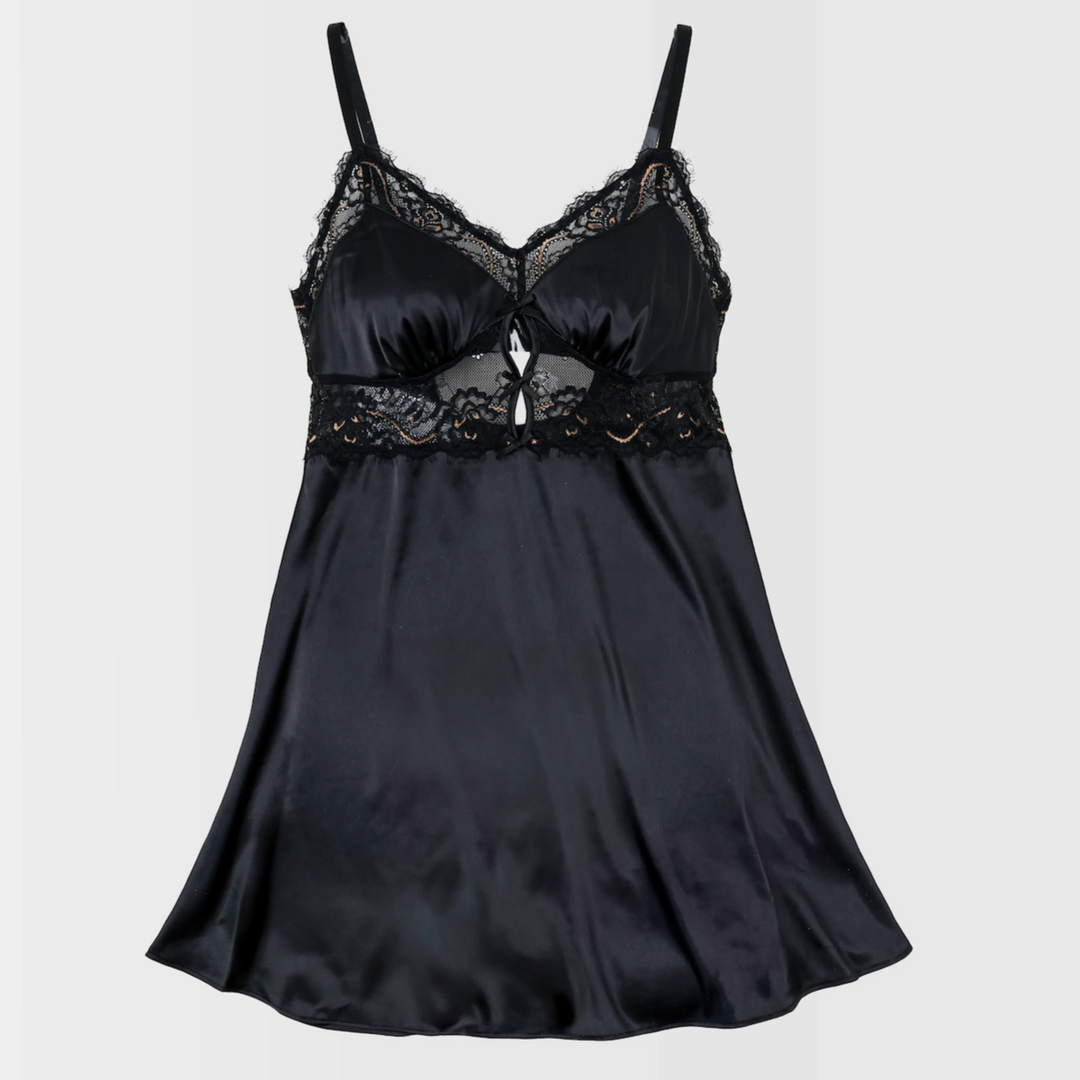 Black Satin Night Slip Dress A Little Something Black Satin And Lace Slip  Dress  Amazing Lace