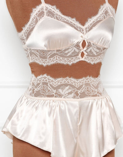 Bridal Bundle: Lacy Satin Keyhole Bralette Set - Champagne - Mentionables