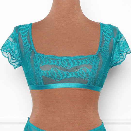 Cap Sleeve Square Neck Bralette - Teal - Mentionables