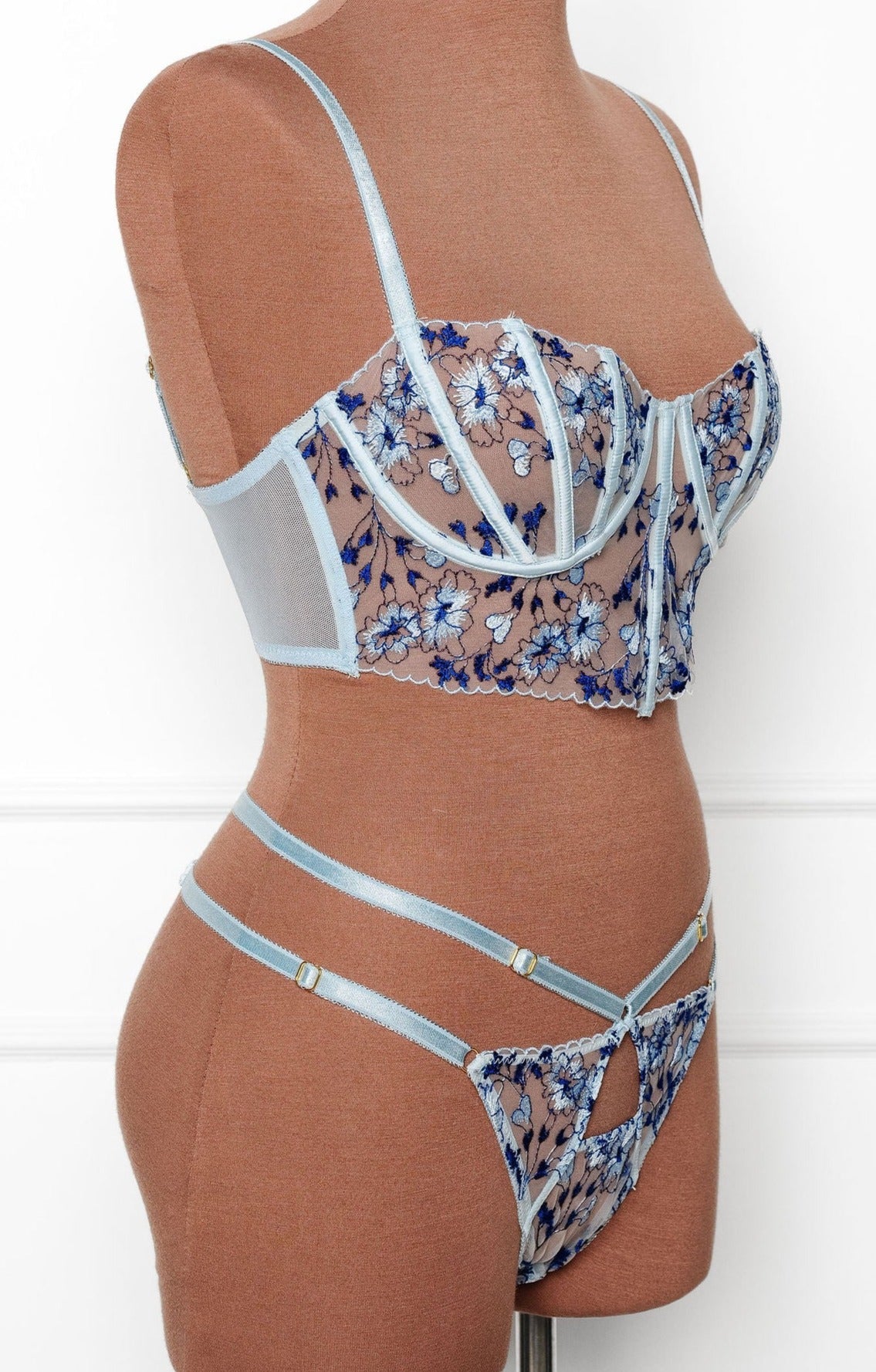 Embroidered Strappy Thong - Mentionables