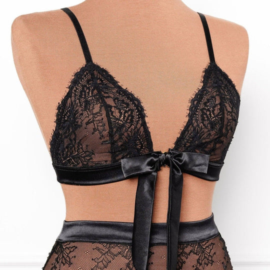 Eyelash Lace Bow Bralette - Black - Mentionables