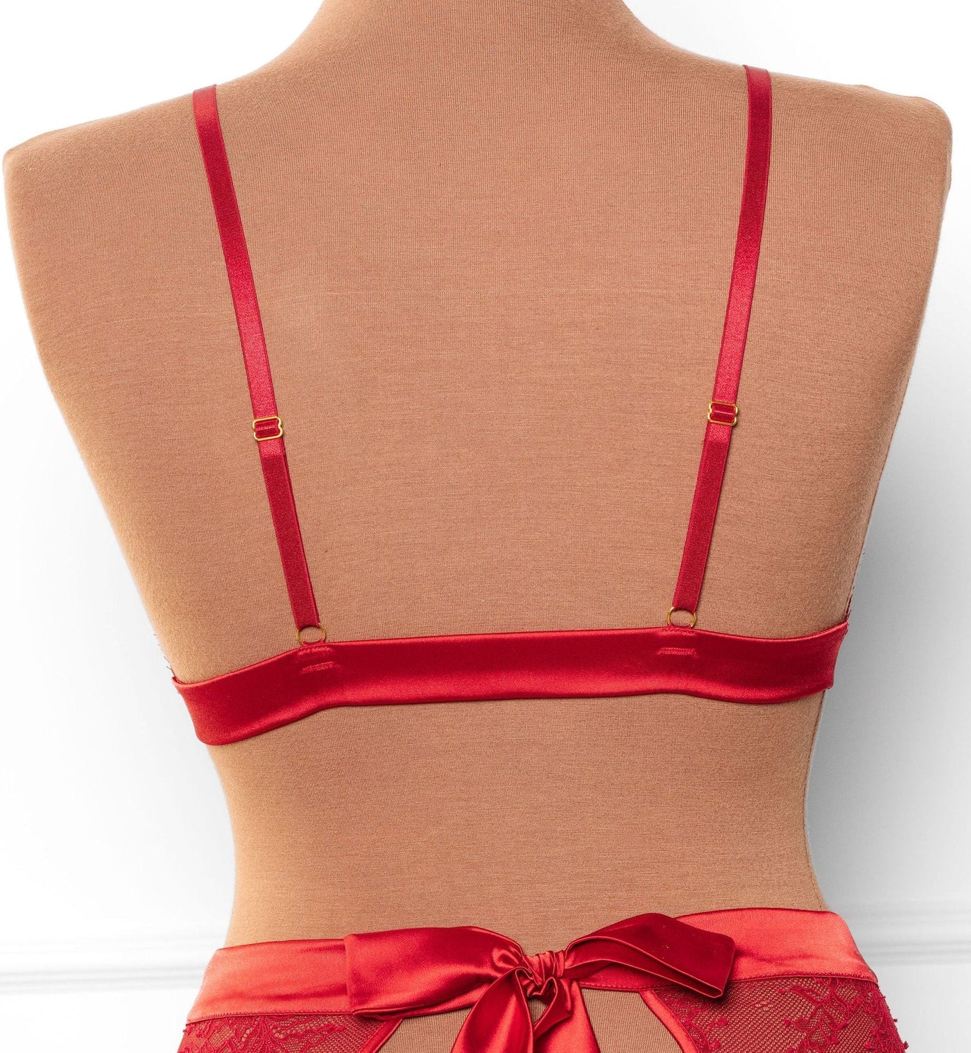 Eyelash Lace Bow Bralette - Red - Mentionables