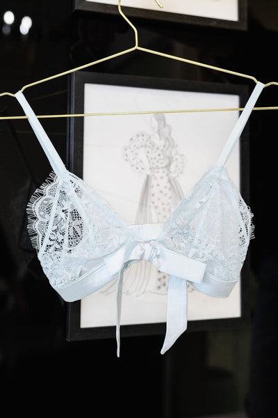 Eyelash Lace Bow Bralette - Something Blue - Mentionables