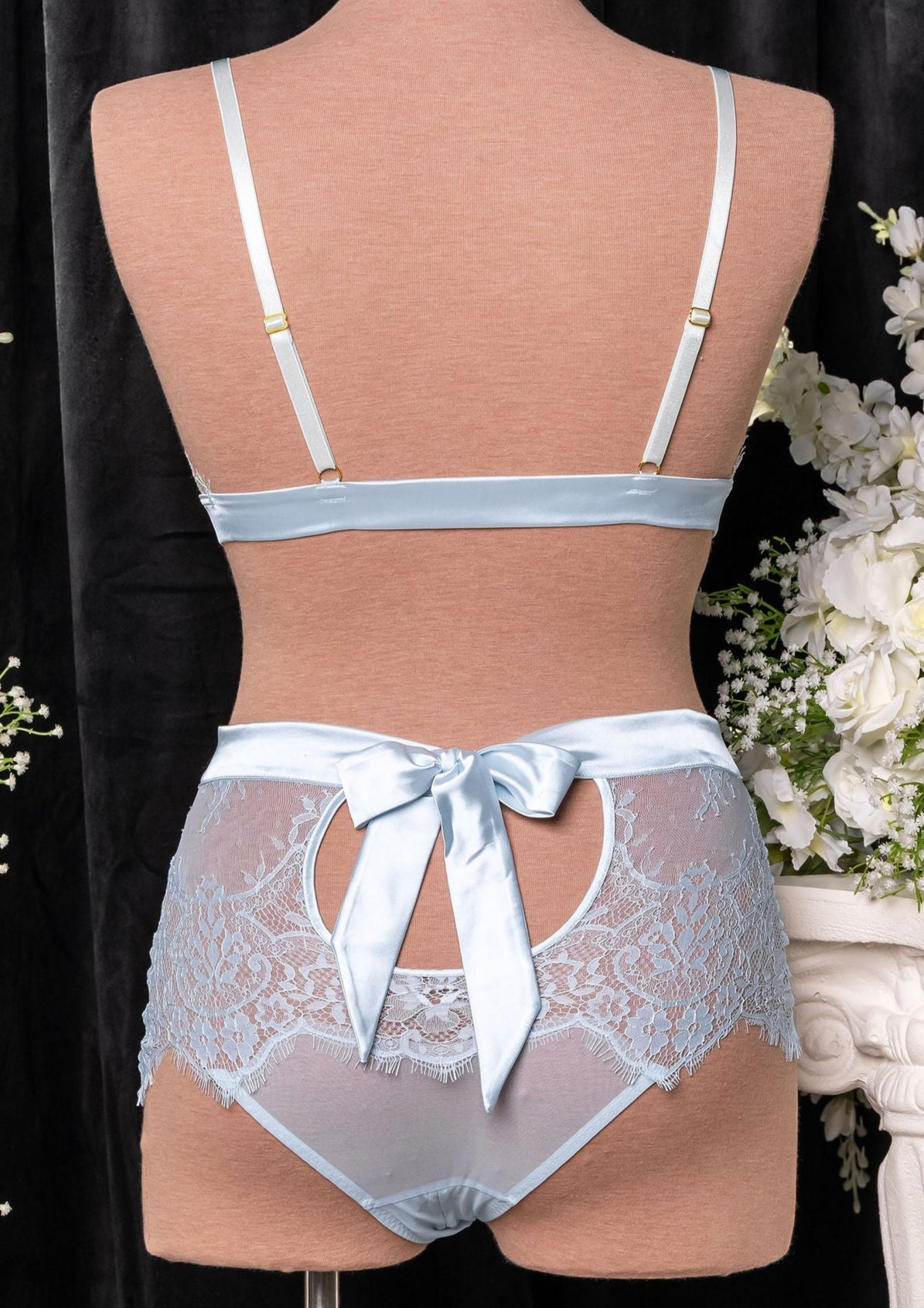 Eyelash Lace Bow Bralette - Something Blue - Mentionables