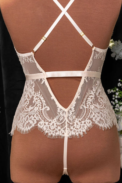 Eyelash Lace Teddy - Champagne - Mentionables