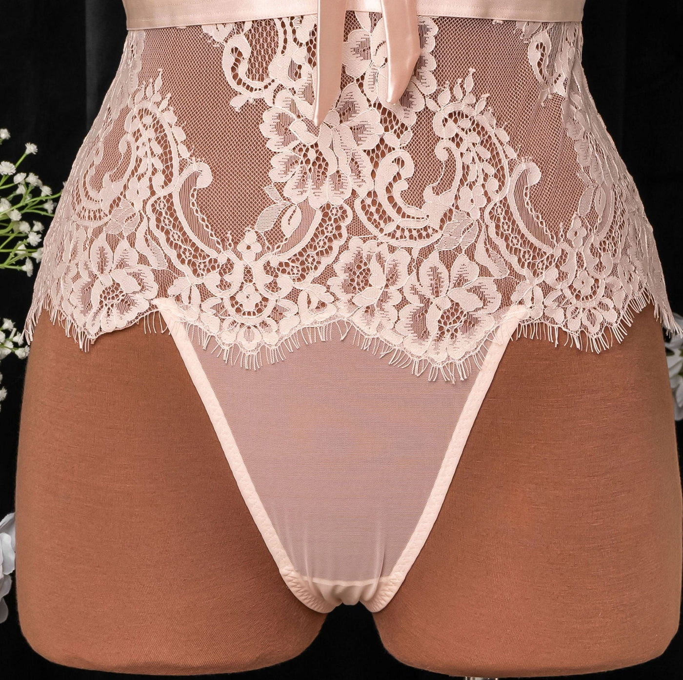 Eyelash Lace Teddy - Champagne - Mentionables