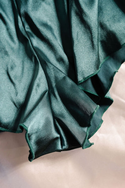 High Waist Lacy Satin Tap Shorts - Emerald - Mentionables