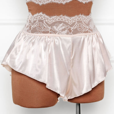 High Waist Satin Tap Shorts - Champagne - Mentionables