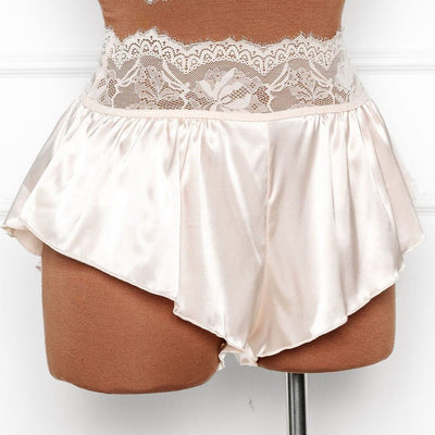 High Waist Satin Tap Shorts - Champagne - Mentionables