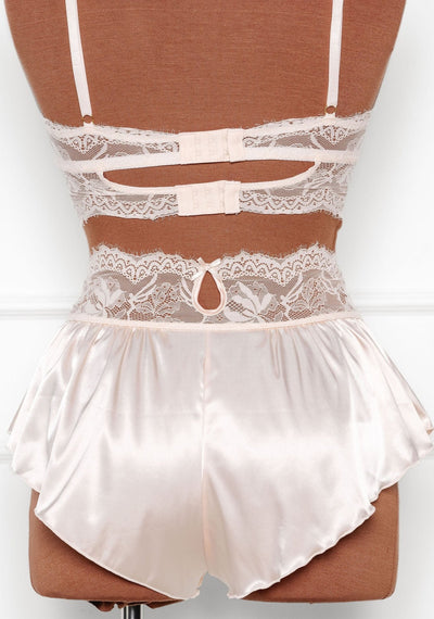 High Waist Satin Tap Shorts - Champagne - Mentionables