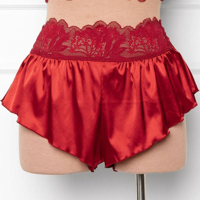 High Waist Satin Tap Shorts - Red - Mentionables