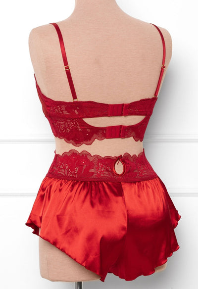 High Waist Satin Tap Shorts - Red - Mentionables