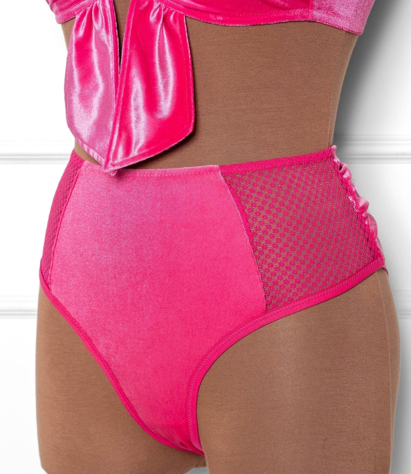 High Waist Velvet Open Back Panty - Pretty in Pink - Mentionables